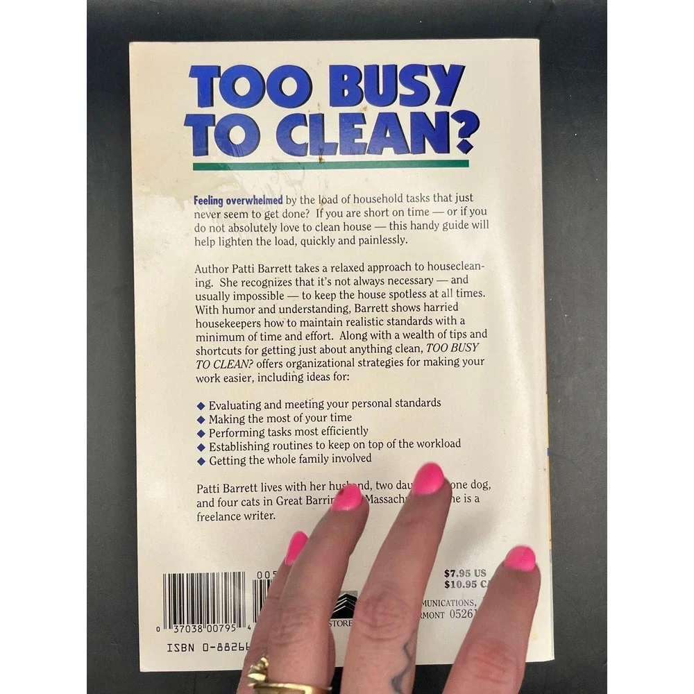 Too Busy To‎ Clean Over 500 Tips Techniques Make Cleaning Easier Book Barrett